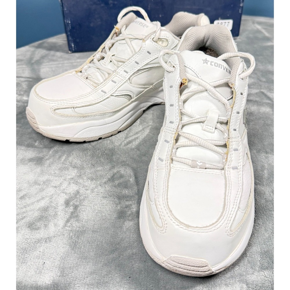 Converse All Star Work Shoes Womens 9W White Leather Steel Toe Slip Resistant